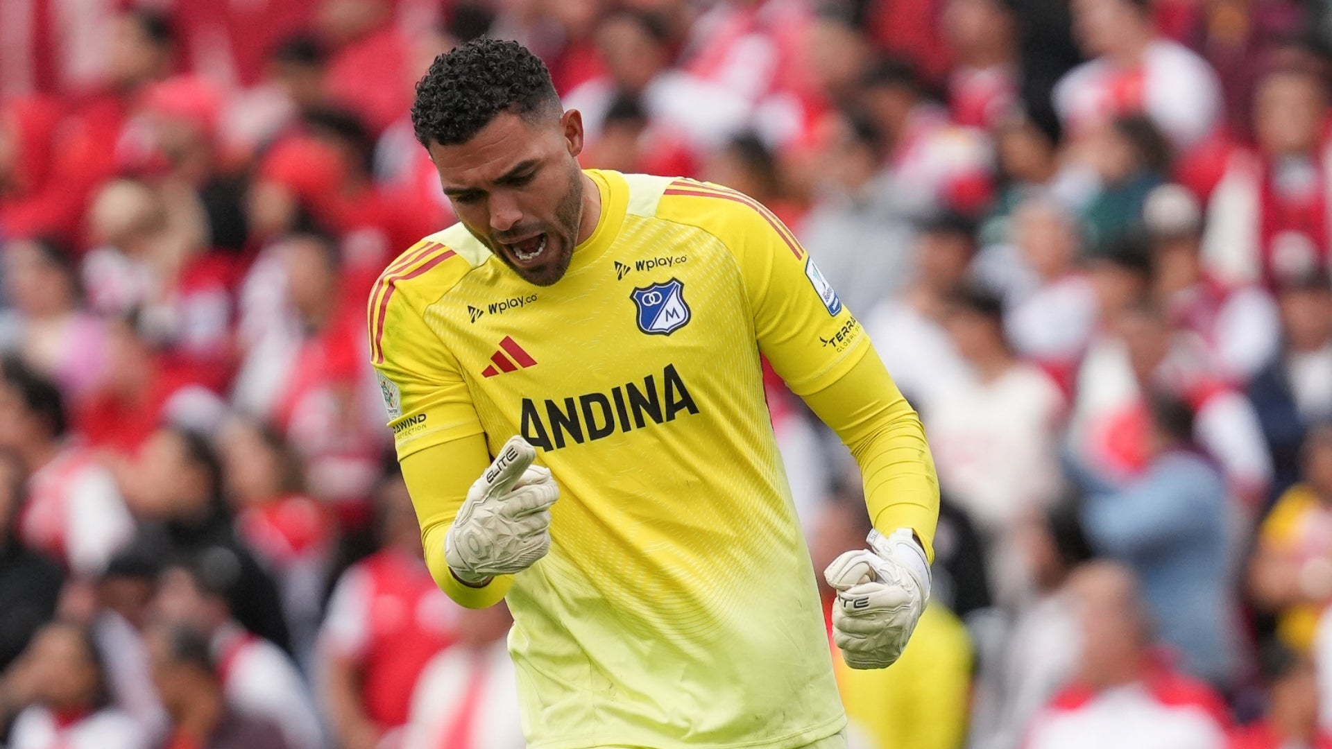 Montero envió un parte de tranquilidad tras no ser llamado por selección - VizzorImage Álvaro Montero, portero de Millonarios en el clásico vs Santa Fe - VizzorImage