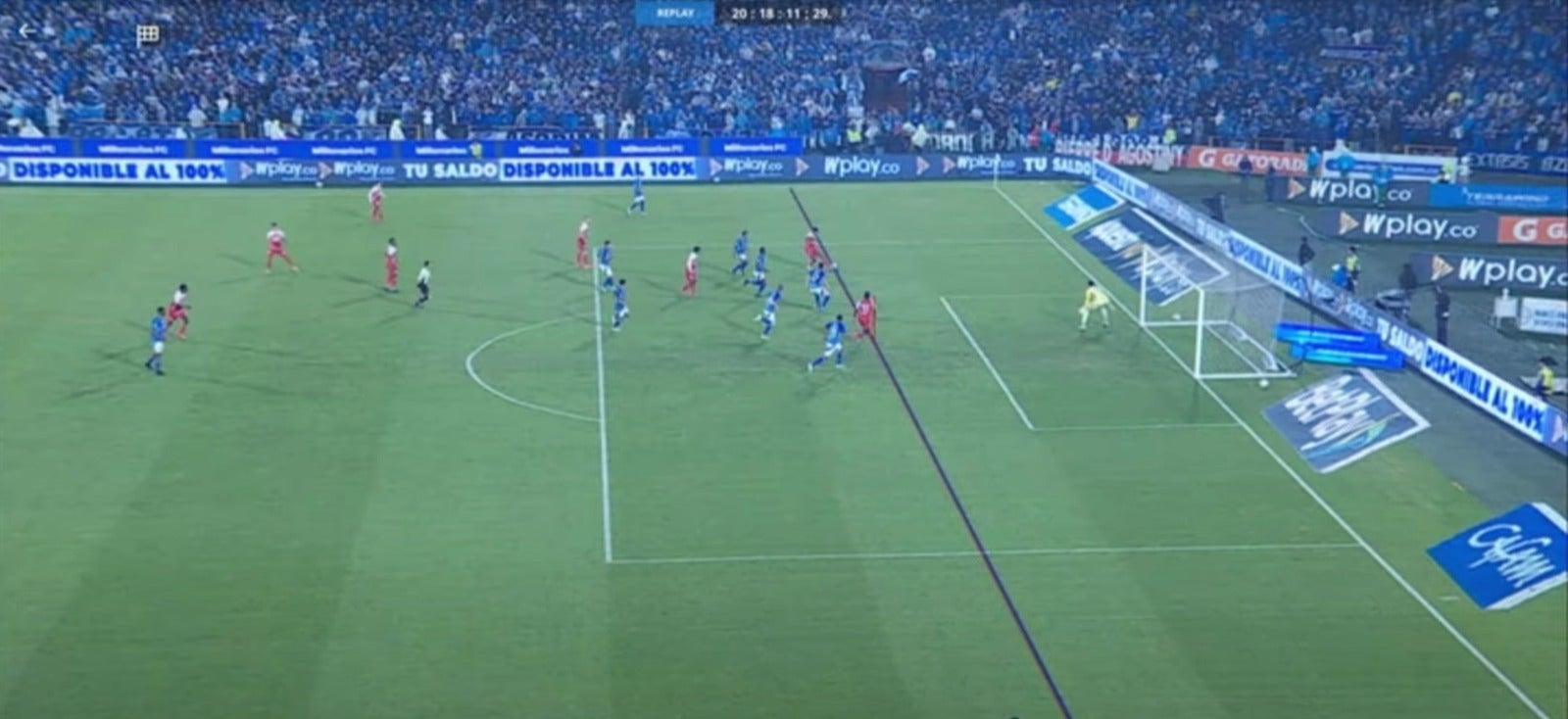 Líneas del VAR en gol de Rodallega en Millonarios 1-2 Santa Fe