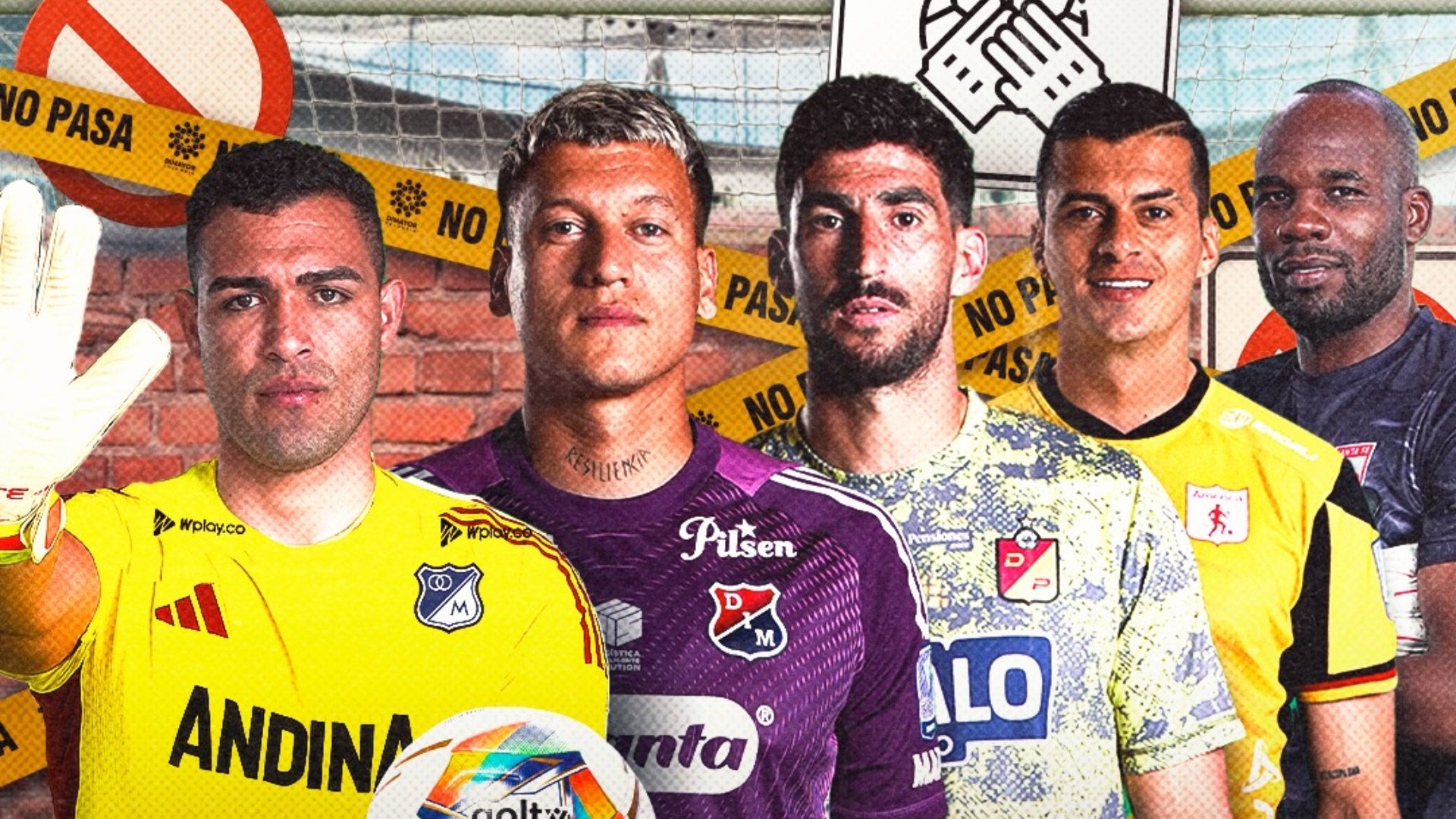 Los porteros Montero, Aguerre, Ichazo, Soto y Marmolejo - Dimayor