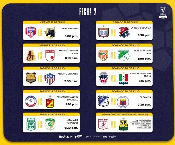 Fecha 2 - Clausura 2025 - Dimayor