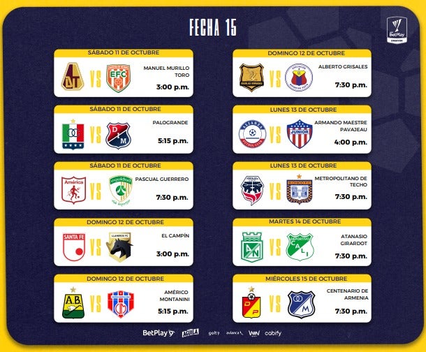 Fecha 15 - Clausura 2025 - Dimayor