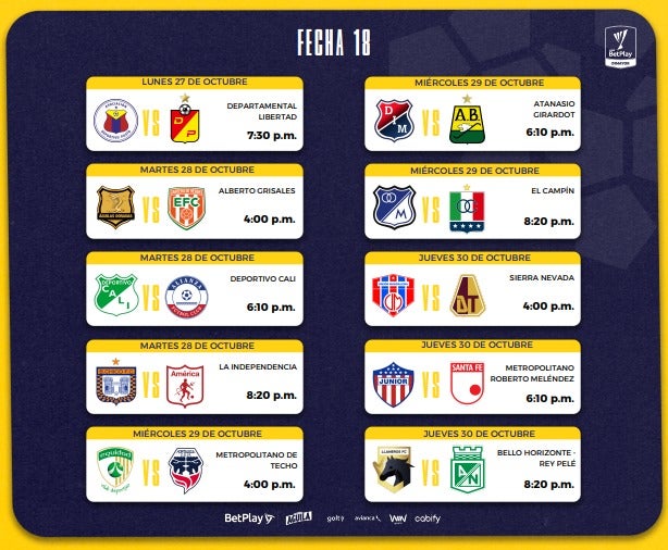 Fecha 18 - Clausura 2025 - Dimayor