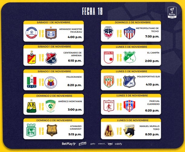 Fecha 19 - Clausura 2025 - Dimayor