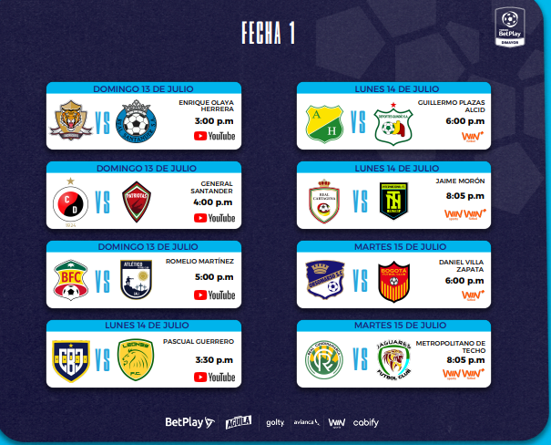 Programación fecha 1 torneo