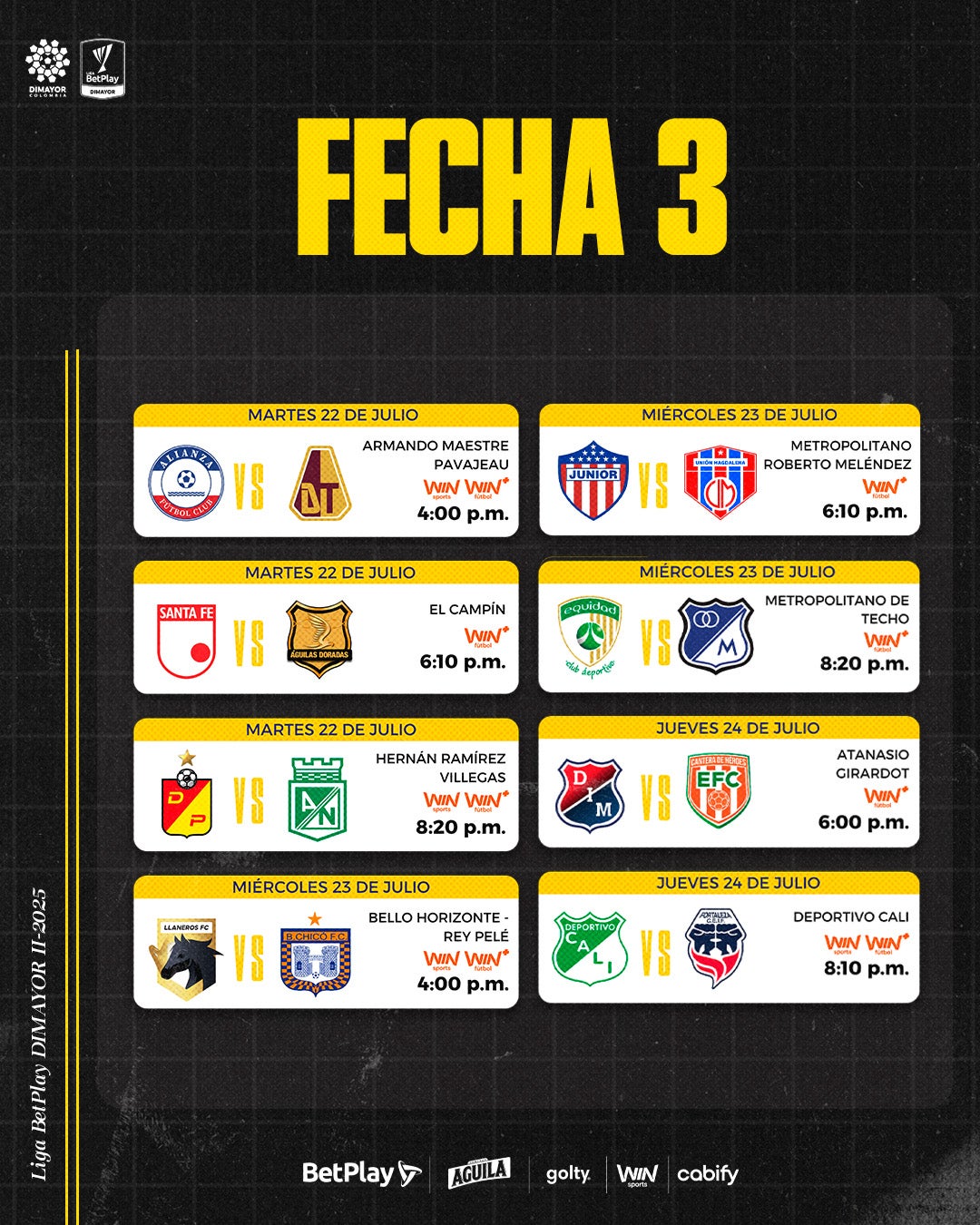 Fecha 3 Liga BetPlay 2025-2