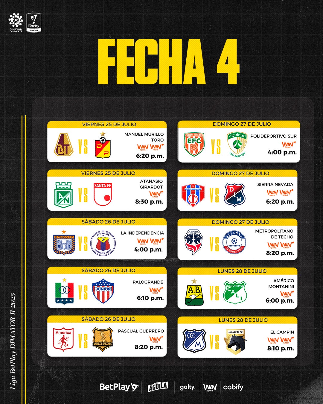 Fecha 4 Liga BetPlay 2025-2