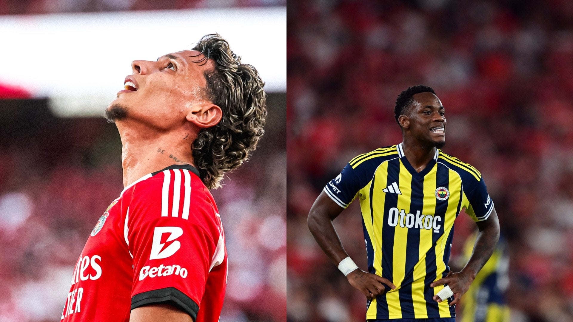 Richard Ríos se enfrentó a Jhon Durán en el debut con Benfica