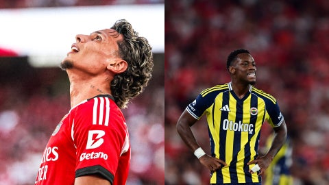 Richard Ríos se enfrentó a Jhon Durán en el debut con Benfica