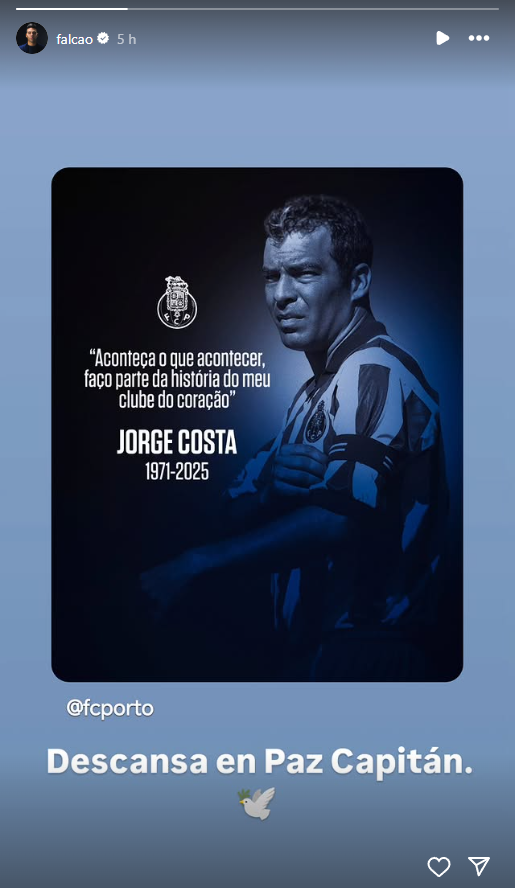 Falcao se despidió de Jorge Costa