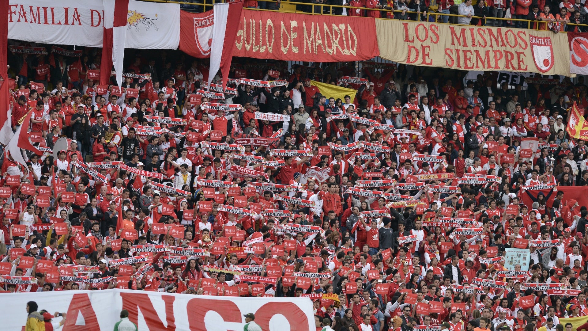 Hinchas de Santa Fe en el Campin - VizzorImage Hinchas de Santa Fe en el Campin - VizzorImage