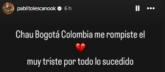 Cantante de Damas Gratis envió mensaje tras incidentes en Bogotá - Instagram