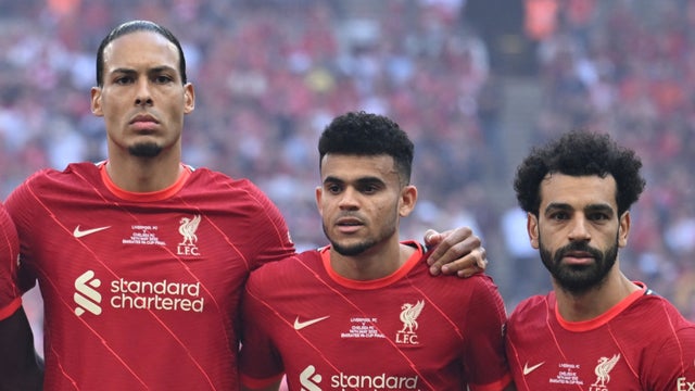 Van Dijk, Luis Díaz y Mohamed Salah en Liverpool - AFP