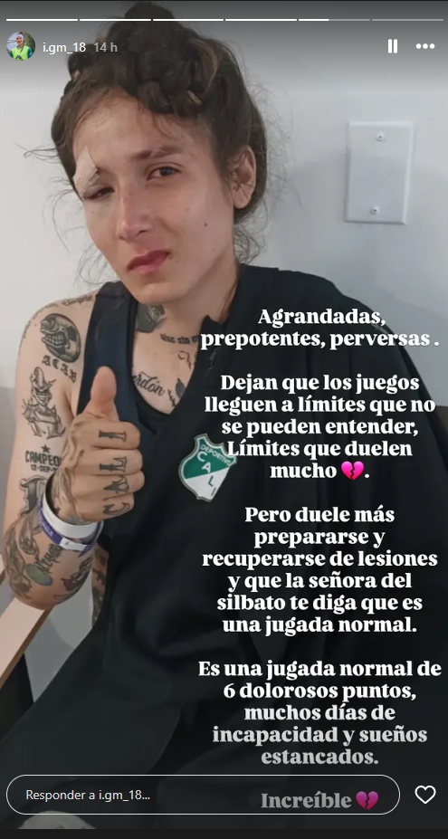 Jugadora de Deportivo Cali se quejó del arbitraje / @i.gm_18