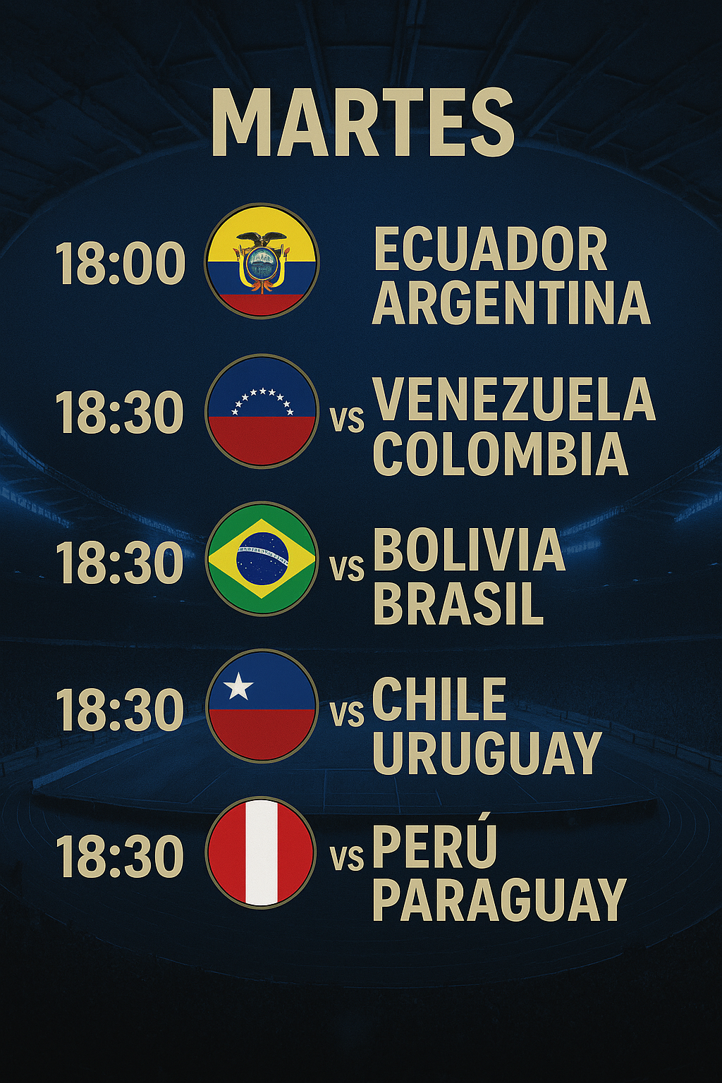 Horarios de las Eliminatorias