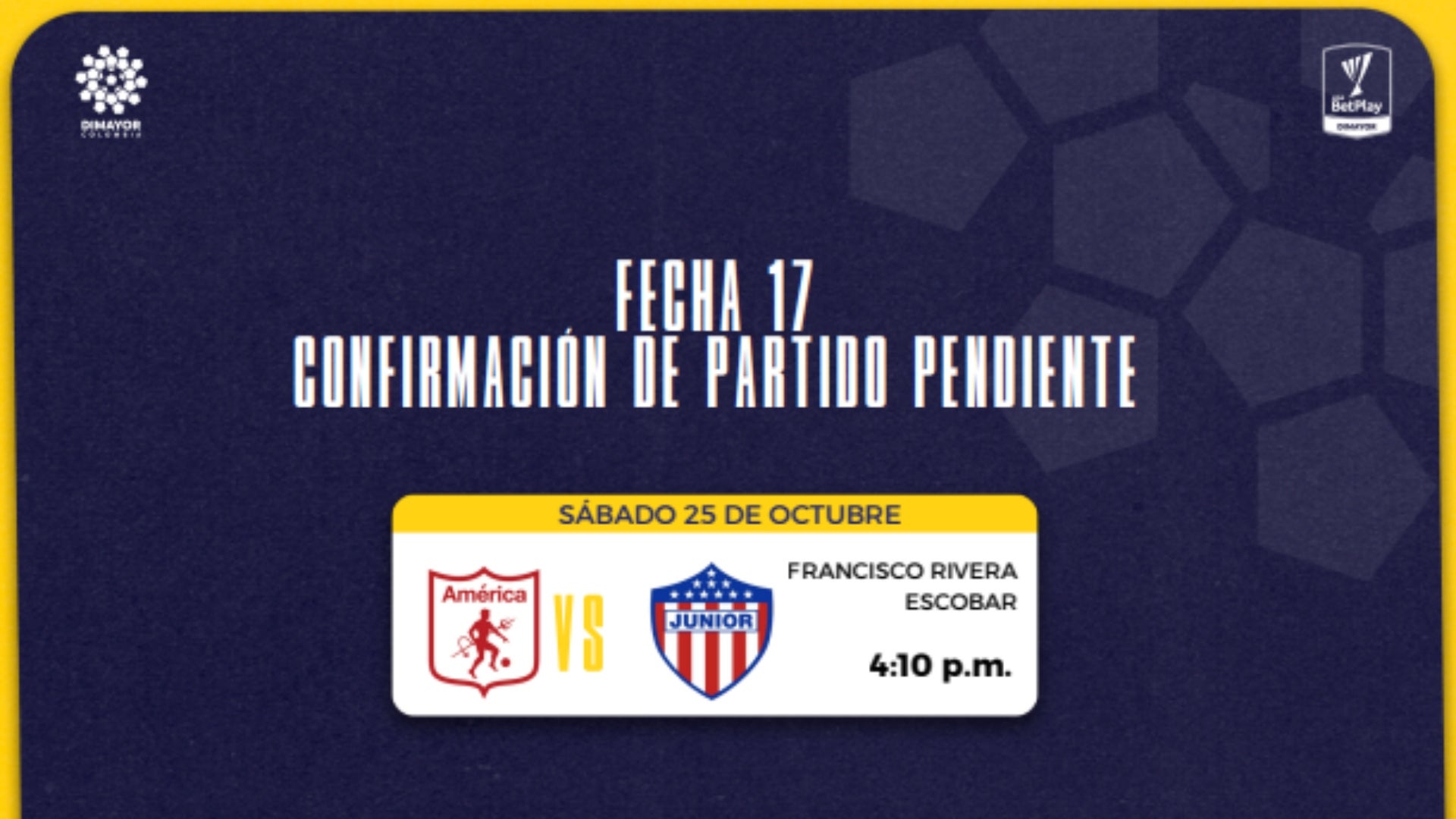 America vs Junior tiene nuevo horario, fecha y estadio - Dimayor