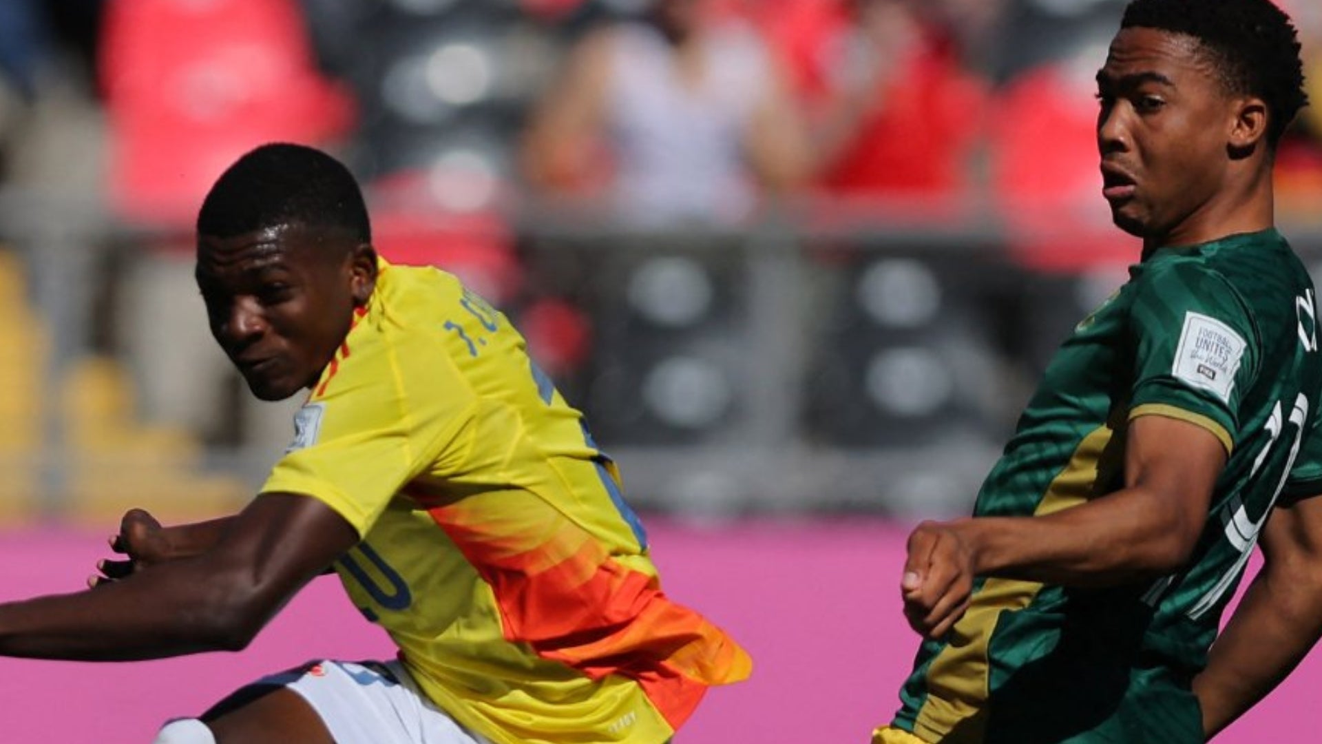 Opción de gol de Colombia ante Sudáfrica