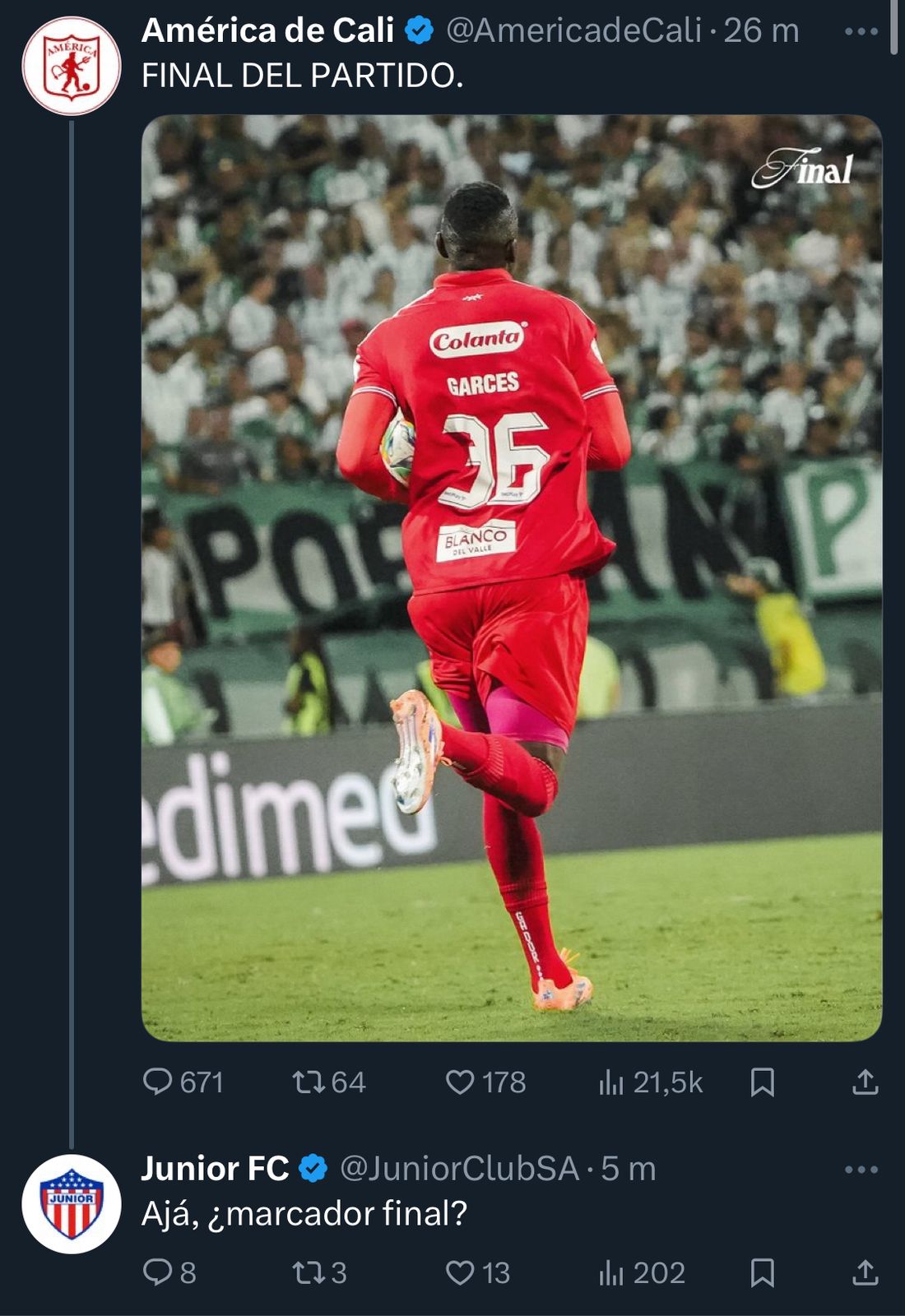 Junior se burló de América