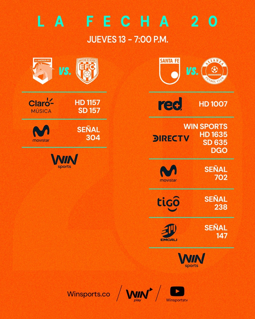 Conoce el cabeloperador en el que podrás ver la fecha 20 - Win Sports