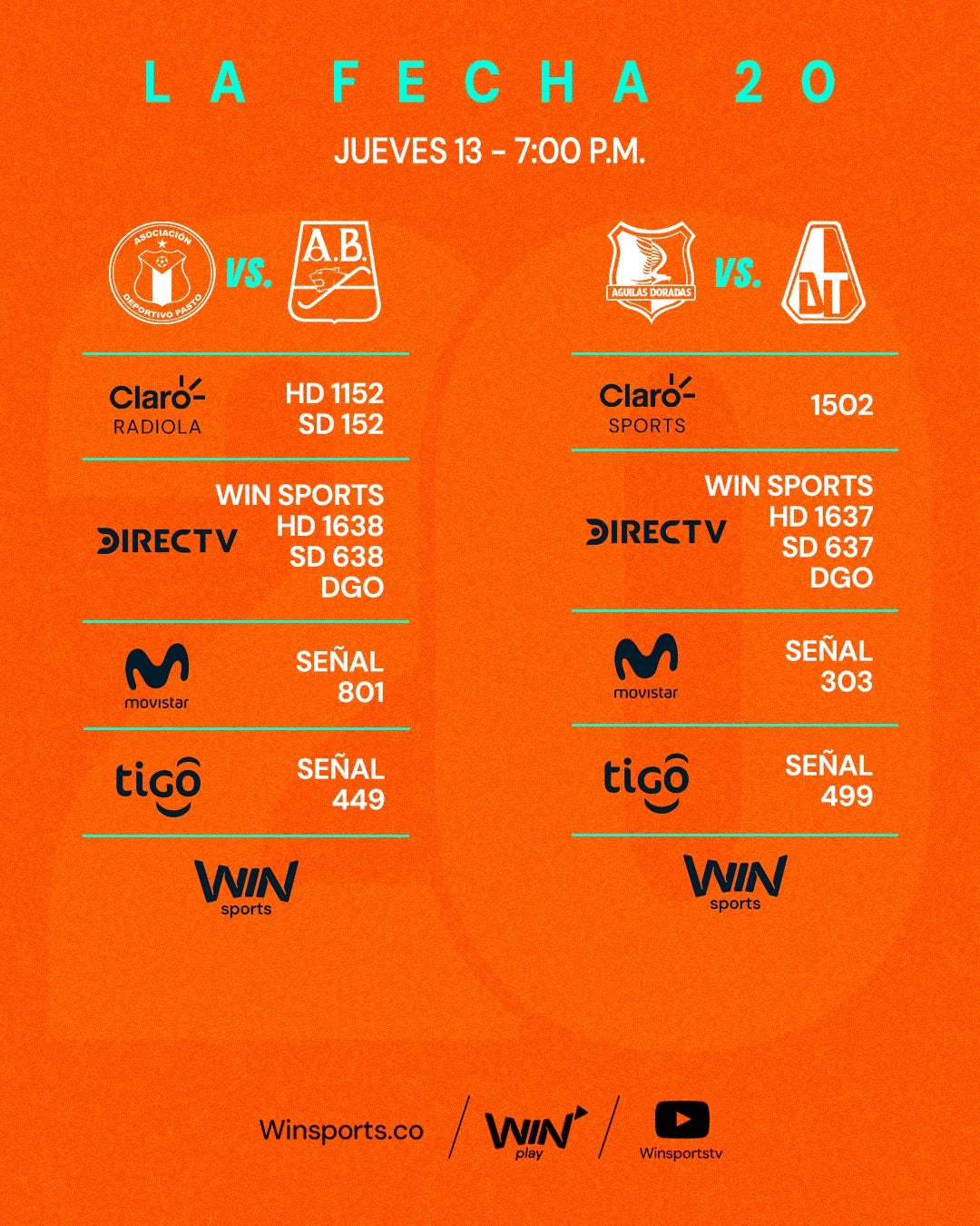 Conoce el cabeloperador en el que podrás ver la fecha 20 - Win Sports