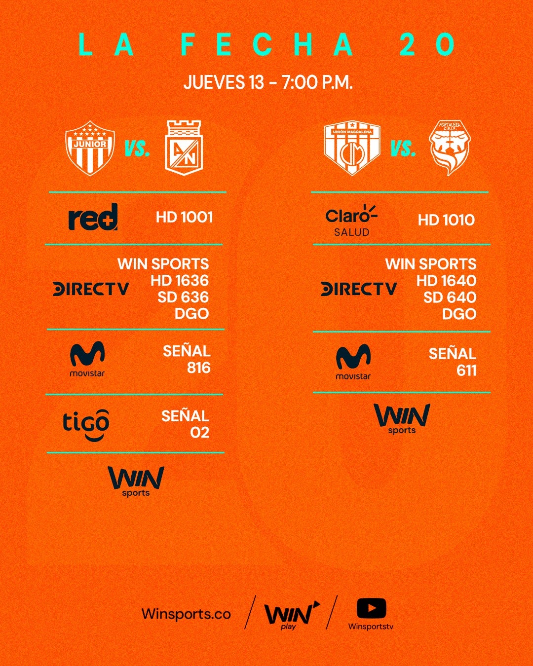 Conoce el cabeloperador en el que podrás ver la fecha 20 - Win Sports