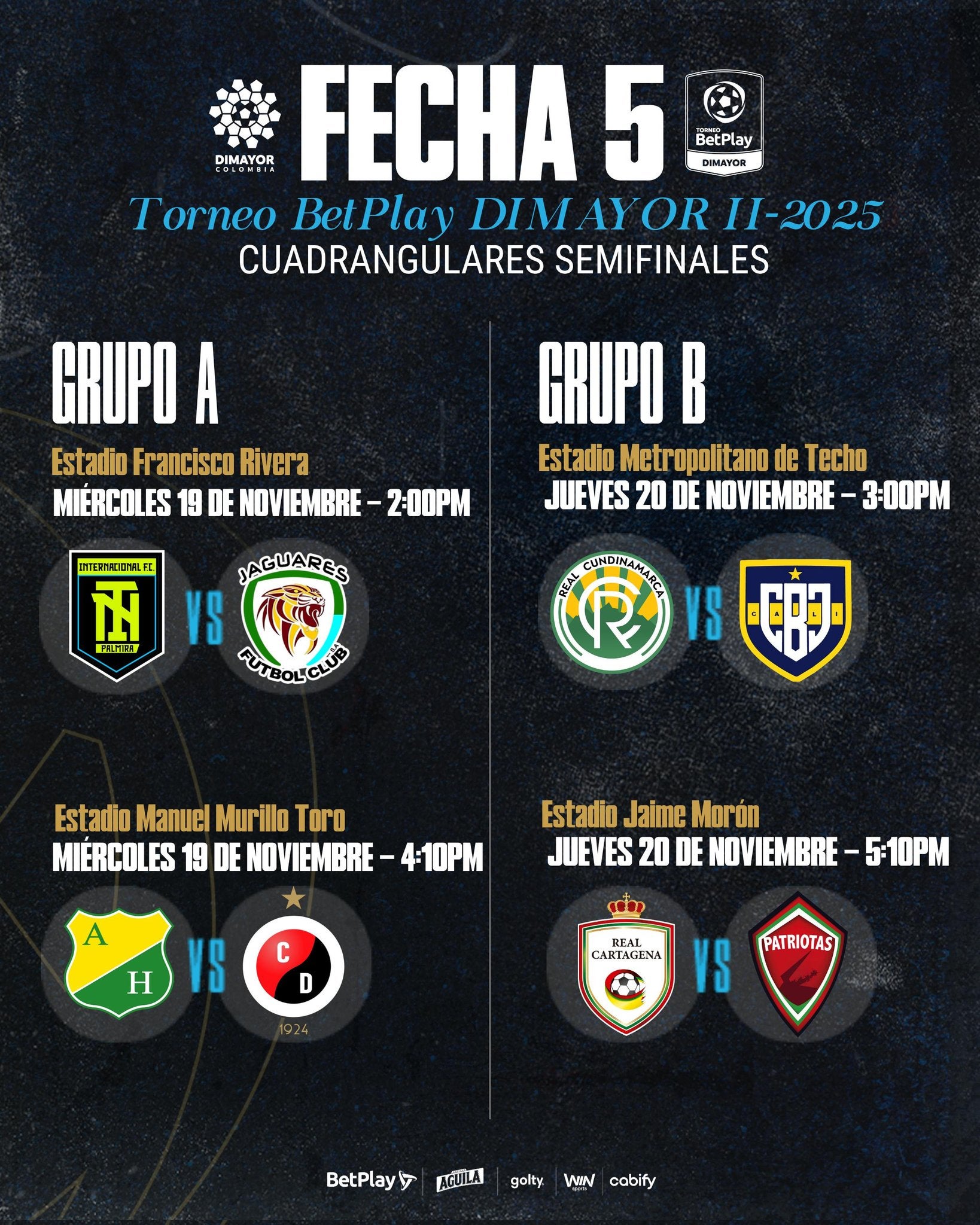 dimayor horarios torneo betplay fecha 5