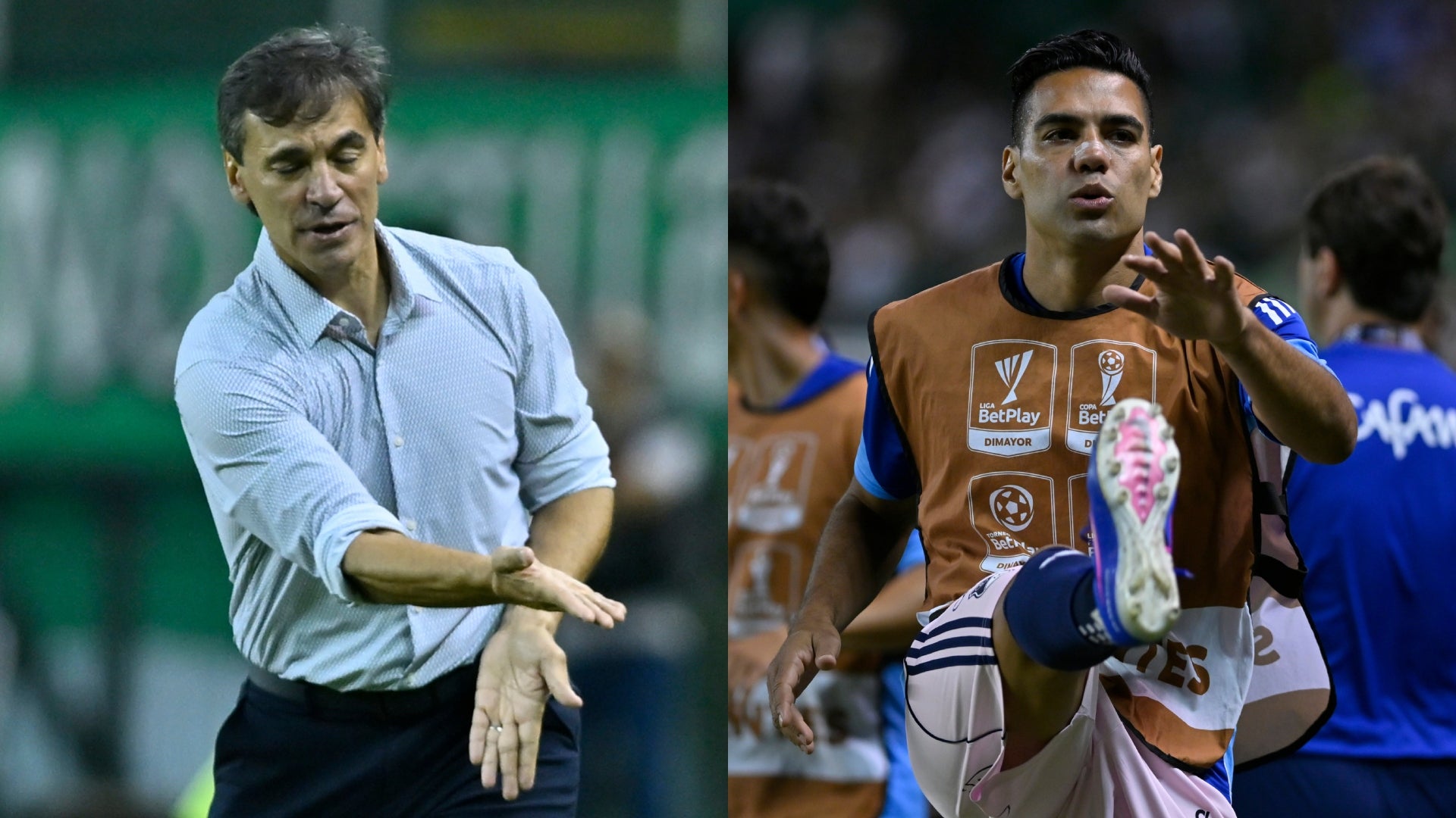 Fabian Bustos y Falcao Garcia en la previa del Millonarios - Aguilas - VizzorImage