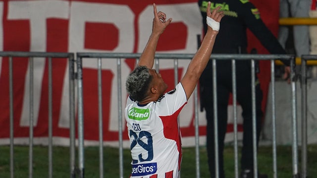 Teófilo celebrando un gol con Junior en Libertadores - foto_ Junior Oficial