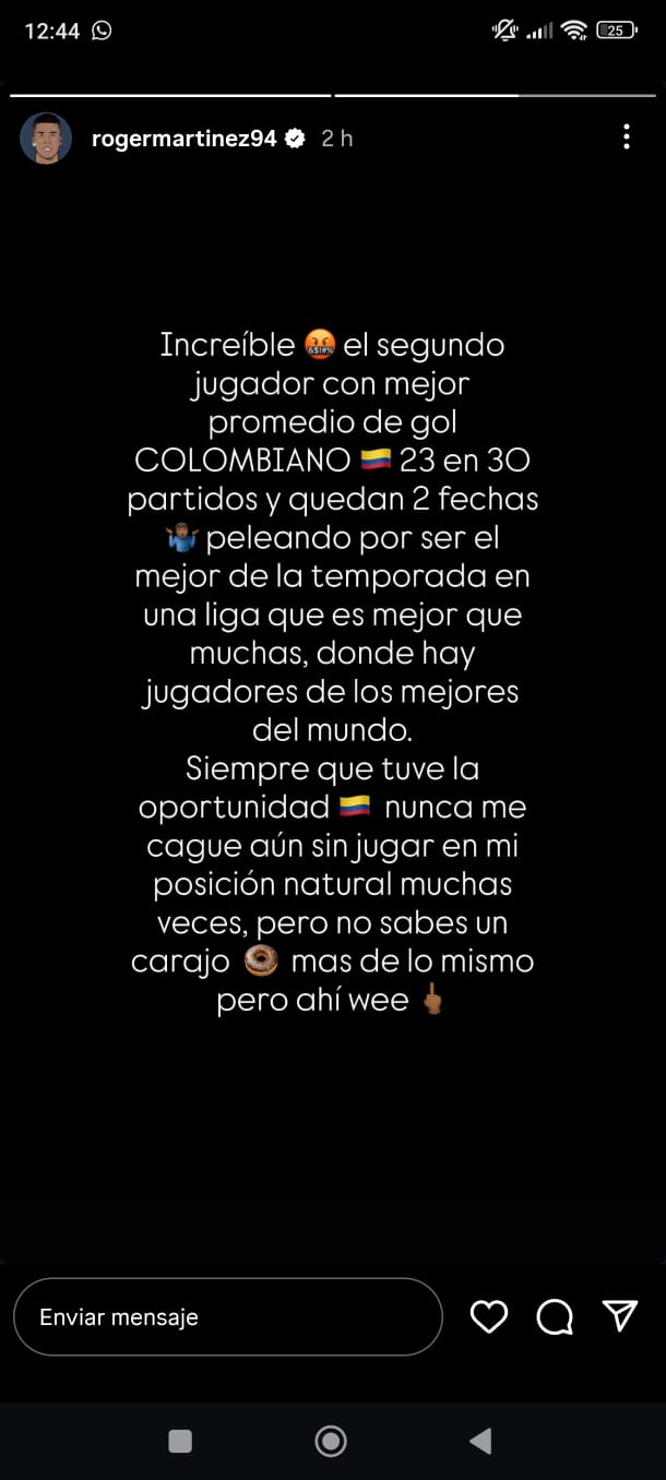 Roger Martínez explotó en críticas a Néstor Lorenzo por excluirlo de la pre-lista al Mundial - Instagram