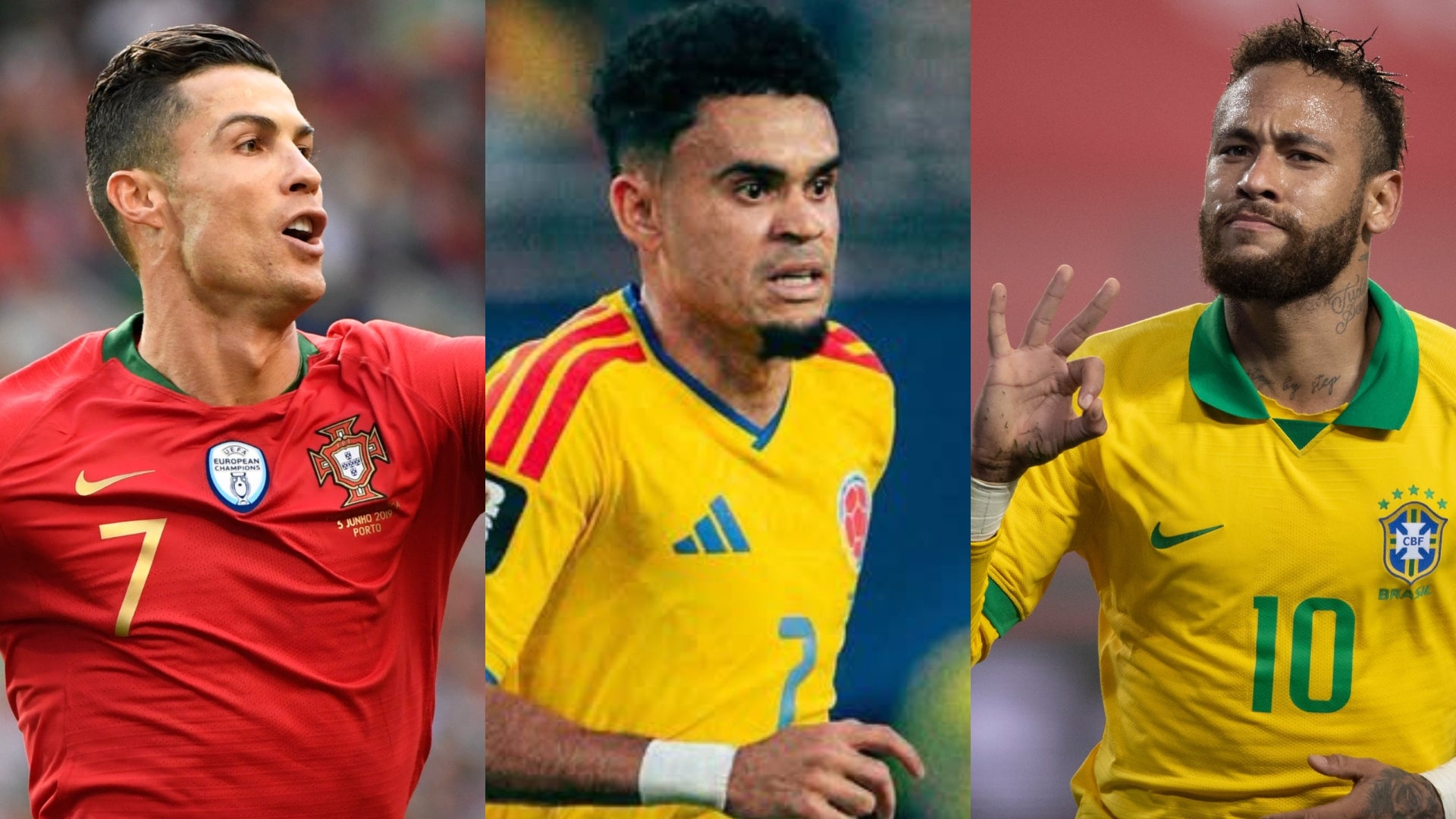 Cristiano, Neymar y Luis Díaz, en el 11 decepcionante de Copa Mundial de la FIFA™ - FIFA/@LuisFDiaz19/@CBF_Futebol