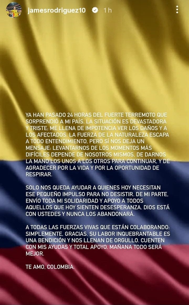 Mensaje de James Rodríguez